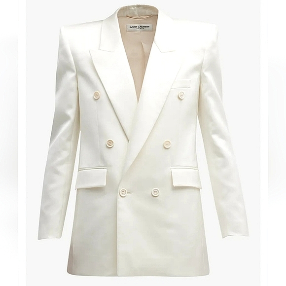 *HOLIDAY FINAL PRICE DROP* NWT$4,590 Saint Laurent Silk Satin Blazer Jacket Sz 8 - Picture 3 of 16